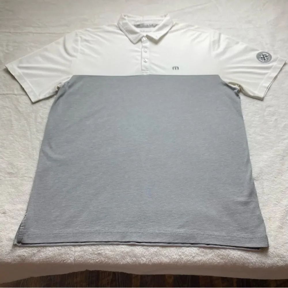 Travis Mathew White and Gray Polo Shirt Size XL